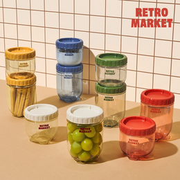 Bộ 2 hộp đựng thực phẩm LocknLock Retro Market Stackup INL304SS 500ml*1 v&agrave; 700ml*1 c&oacute; thể xếp chồng